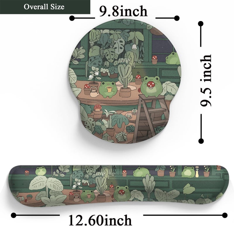 Mechanical Cattle Cute Frog Mouse Pad with Wrist Rest Kawaii Green Decor Pain Relief Mat, Ergonomic Mouse Pad for Desk Computer Keyboard Laptop, Desk Decor Office Accessories for Girl Wrist Rest for Computer Keyboard. - Image 4